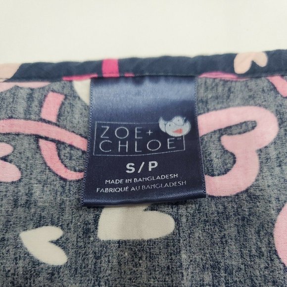 Zoe & Chloe Small Navy Blue W/ Pink Hearts And Ribbons - Picture 5 of 7